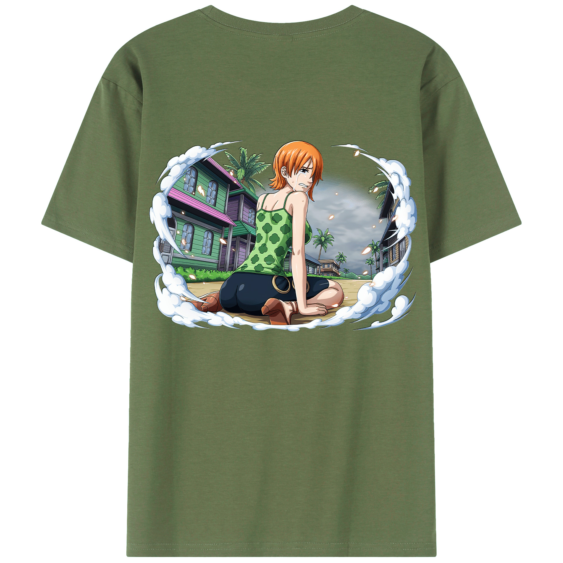 （画像用） ワンピース ナミ ONE PIECE Nami 綿100％ メンズ半袖Tシャツ（バックプリント） 通気性